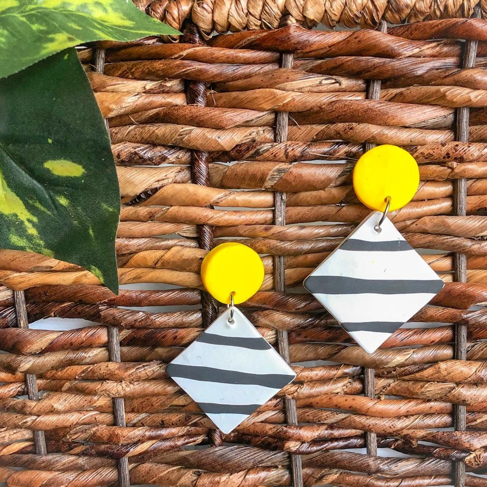 Striped Handmade Polymer Clay Earrings